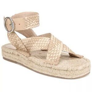 Sam Edelman Dakota Woven Ankle Strap Platform Sandals in Beige